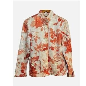 Coldwater Creek Orange & Cream Floral Tapestry Jacquard Blazer Womens Size 12P